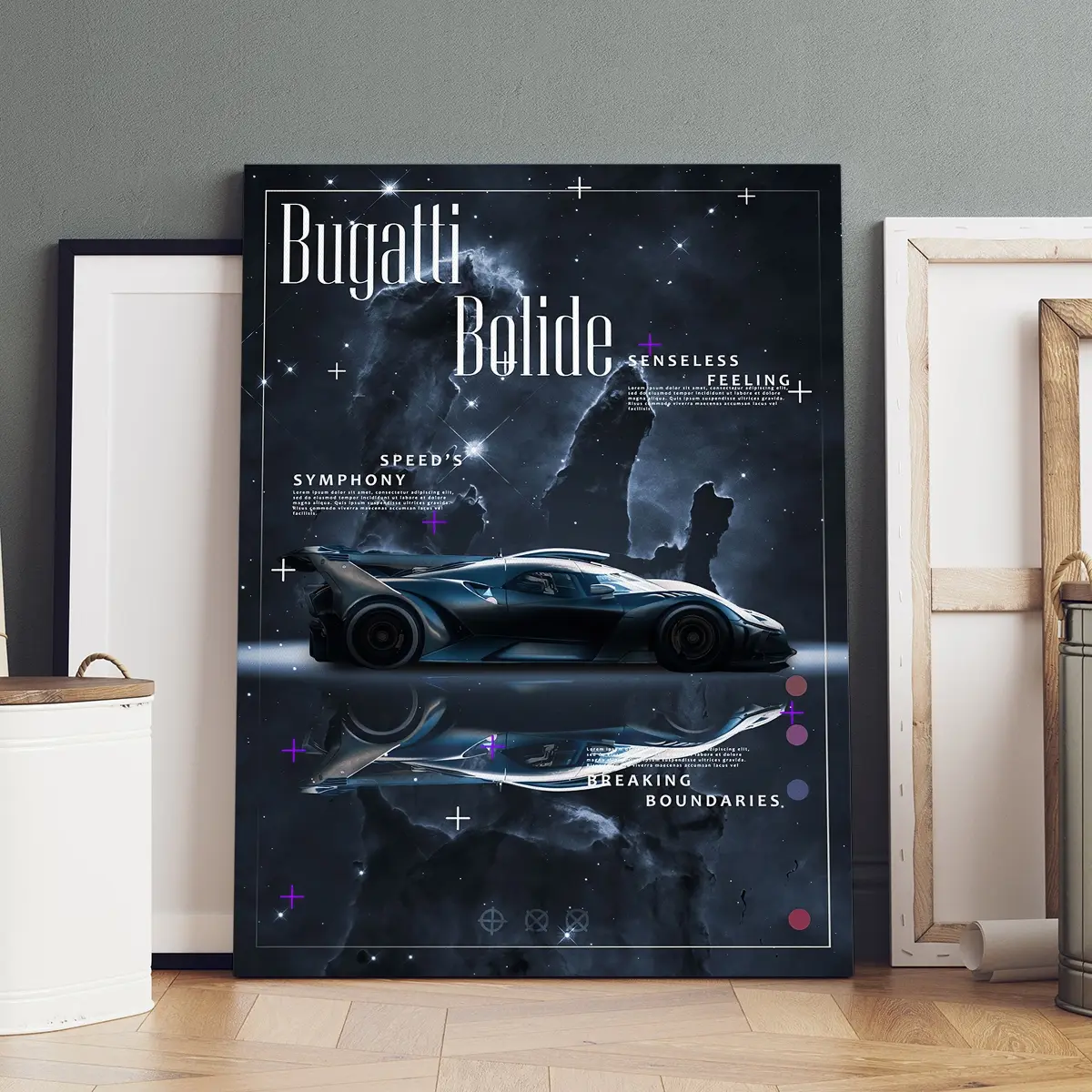 1 Count Wooden Framed Canvas, Supercar Bugatti Poster, Modern Art, Fashion Poster, Living Room Bedroom Decoration, Hallway Office Mural, Kitchen, Home Poster, Ideal Gift, High Definition, Waterproof, Artwork