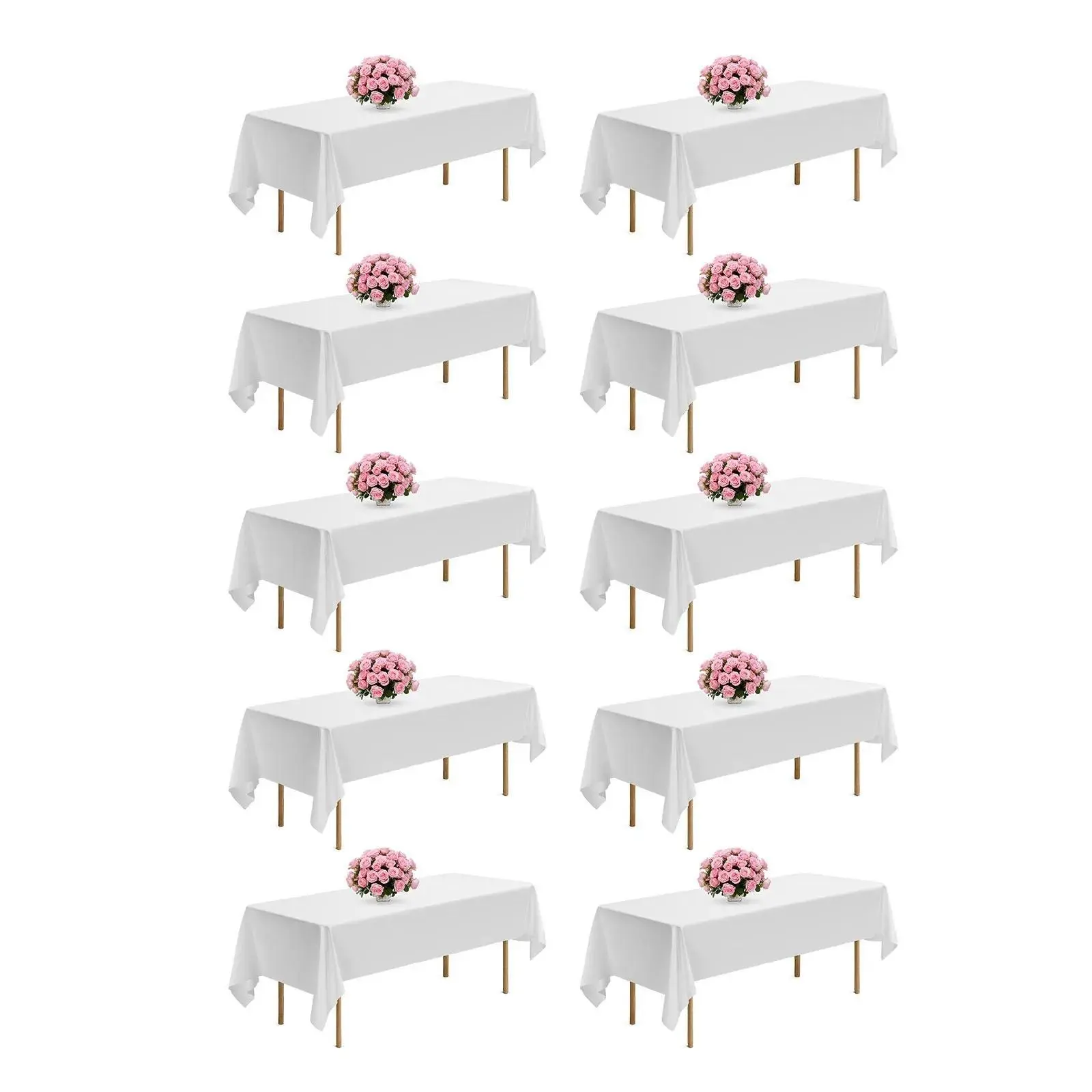 【Summerfinds】VEVOR White Tablecloths for Rectangle Tables, 10 Pack, 60 x 102 Inches, Reusable and Machine Washable Table Clothes, Wrinkle-Resistant Polyester Fabric Table Covers for Wedding, Party, Banquet