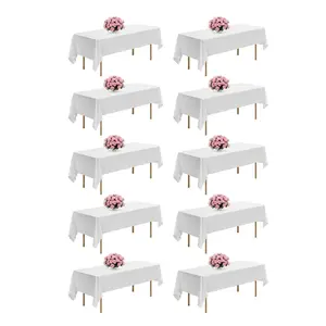 【Summervibes】VEVOR White Tablecloths for Rectangle Tables, 10 Pack, 60 x 102 Inches, Reusable and Machine Washable Table Clothes, Wrinkle-Resistant Polyester Fabric Table Covers for Wedding, Party, Banquet