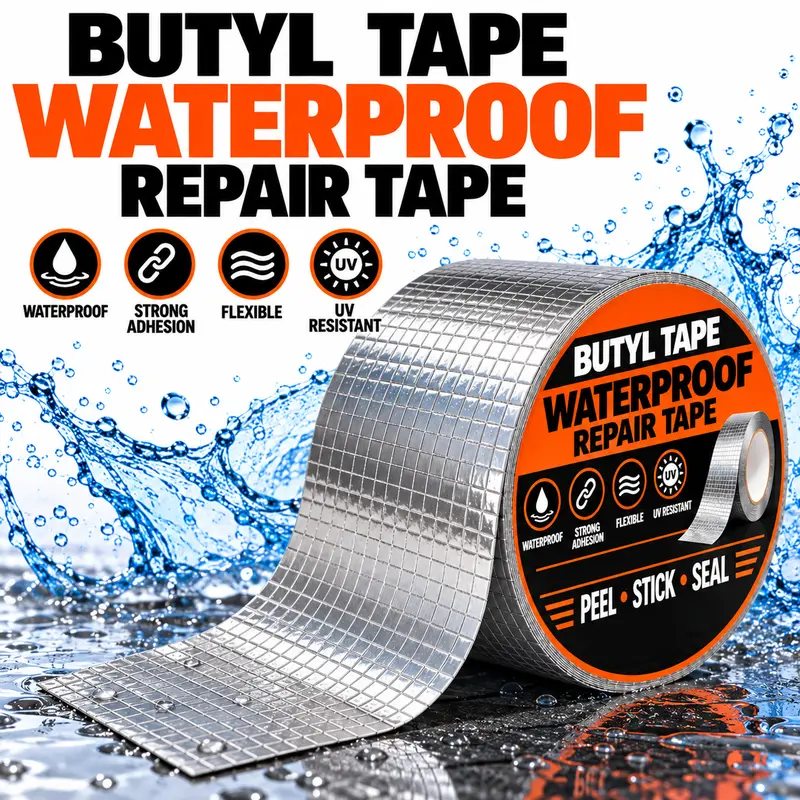 Butyl Tape Aluminum Waterproof Sealing Tape 2inch x 39.4inch for RV Roof Window Glass Boat Pipe and Leak Repair ultra-strong
