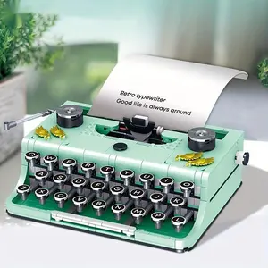 Vintage Typewriter Design Assembly Building Blocks, 820pcs/box Retro Miniature Blocks Building Toy, Creative Desktop Decoration Ornaments
