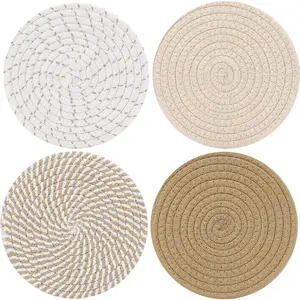 Trivets/Potholders 4 Set Cotton Thread Weave Trivets for for Hot Pots and Pans - Large Coasters/Hot Pads/Hot Mats to Protect Desktop & Countertop - 7 Inch - Mix 2 ME.FAN