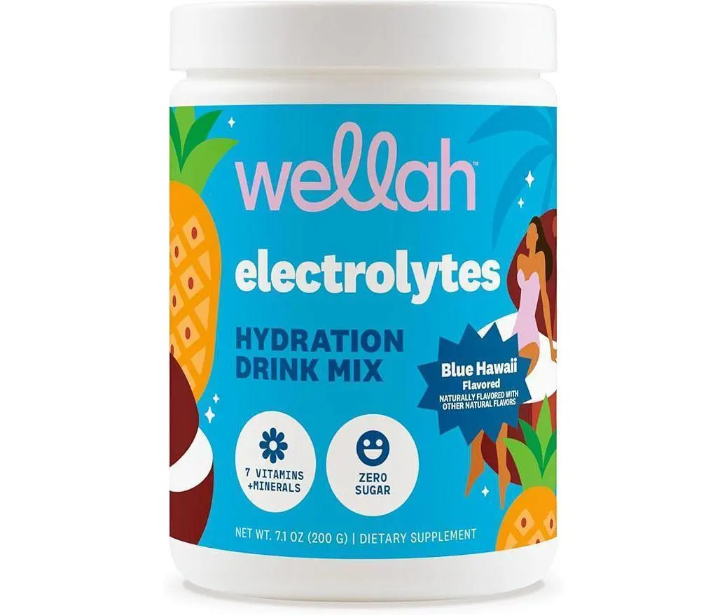 Wellah Creatine + Electrolytes Powder (Blue Hawaii) 30 Servings | Hydration Drink Mix with 3g of Creatine Monohydrate