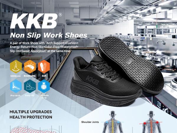 【2026 Recién llegado】Non Slip Work Shoes for Womens Water Resistant Walking Sneakers Slip On Food Service Chef Kitchen Shoes