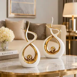 Modern Art Flame Resin Decor, 2-Piece Abstract Sculpture Set, Fashionable Interior Decoration, Unique Desk Ornament, Trendy Desktop Accent