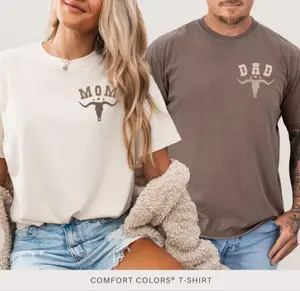 [Made in USA] Western Mom and Dad shirt, My First Rodeo Birthday Family Matching shirt, 1st Rodeo Western Farm Theme Birthday Party Couple shirt, Cowboy Cowgirl Outfit, Mother's day tee, Father's day Menwear