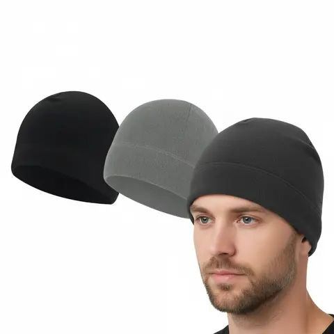 3 Pack Polar Fleece Winter Beanie Hats for Men Women, Thick Windproof Thermal Warm Caps, Stretch Soft Cold Weather Headwear for Cycling, Running, Hiking & Outdoor Sports