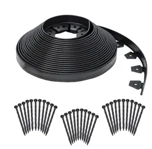 EasyFlex No-Dig Landscape Edging Kit, 100-ft x 1.5-in. High, Includes Anchoring Spikes, Black Recycled PlasticPlastic