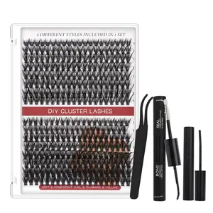 Miss Barbie DIY Lash Extensions Kit 320pcs Lashes Clusters 30D 40D D Curl Eyelash with Applicator and Lash Bond&Seal,Clusters Lash Glue Remover Mix 9-16mm Length