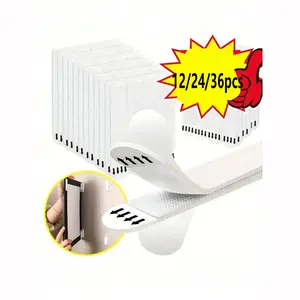 12/24/36pcs Polyurethane Hanging Strips, No Drill Damage Hooks, Removable Wall Hooks for Oil Paintings, Posters, Picture Frames, Christmas Decorations