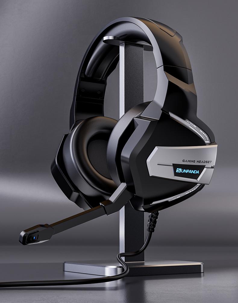 Stereo gaming headphones, suitable for PS4, PC, Xbox One, PS5 game consoles, PC and laptops, headphones, with microphone, LED lights, 7.1 surround stereo, wired headphones, RGB lights, USB-A, DJ stereo headphones