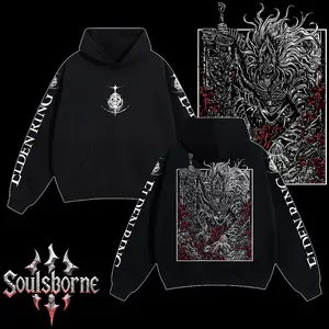 [Soulsborne Style] Vintage Grim Style Maliketh the Black Blade - Elden Ring Unisex Hoodie, Soulsborne Gaming Apparel, Game Shirt, Video Game Clothes, Boy Merch, Gift For Him, Gift For Her, Soulslike Streetwear