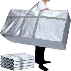 4 Pack 57 Gallon Large Moving Bags XXL Bag with Zipper Handle Big Tote Box Foldable for College Dorm Travel Clothes Duffle Blanket Pillow(Silver)
