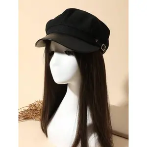 Versatile Fashion Vintage Octagonal Hat, PU Leather Beret, Y2K Metal Buckle Design, Perfect for Parties & Photography