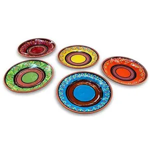 Terracotta Small Dinner Plates Set of 5 (European Size) - Hand Painted From Spain