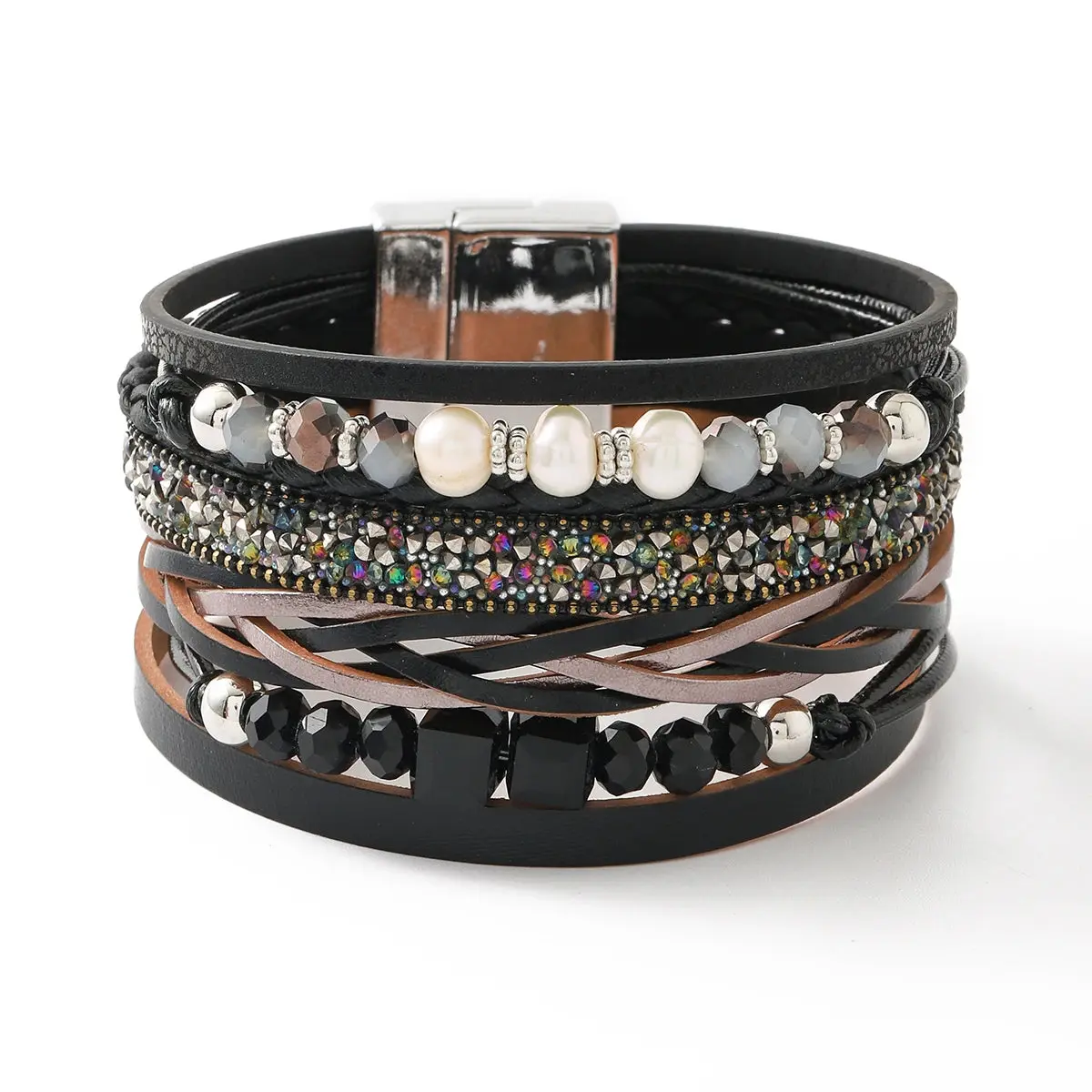 Vintage stone beaded leather Wristbands