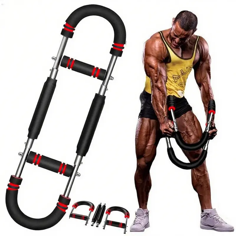 2025 New Unisex Portable Adjustable Steel Spring Rod Arm Trainer - Tricep Extension Machine, Adjustable Resistance, Elastic Leather Foam Sleeves, Enhanced Safety, Upper Body Strength Training Home Gym Accessory for Long-Lasting Exercise Experience
