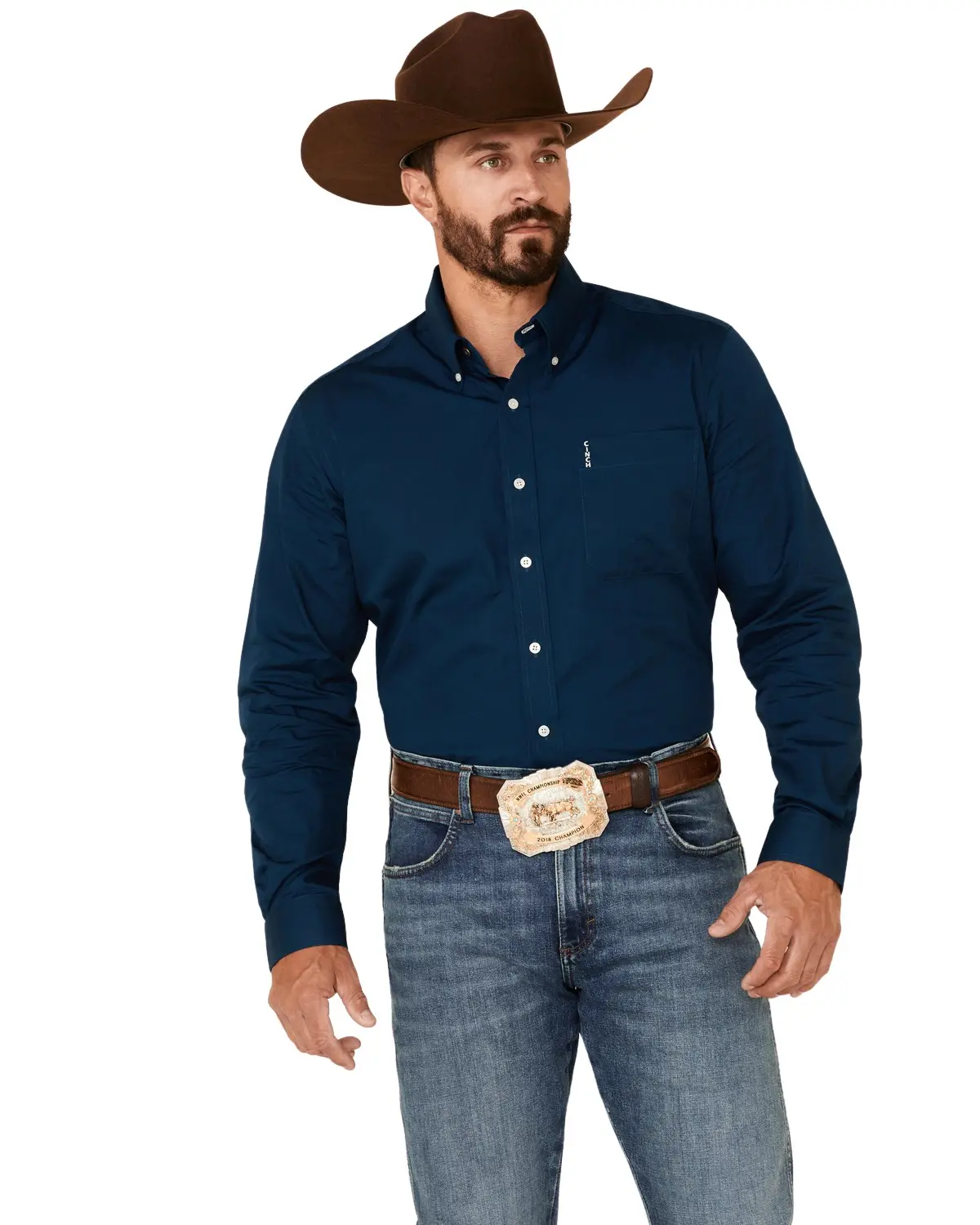 Cinch Men's Men'S Modern Fit Solid Navy Long Sleeve Button-Down Western - Mtw1347021