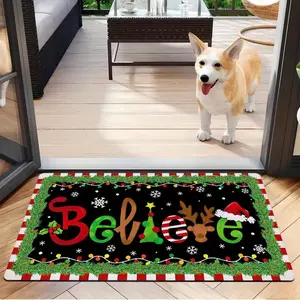 Merry Christmas Tree Pattern Indoor Entrance Welcome Doormat  Rubber Backing NonSlip Xmas Entry Mat for Porch Living Room or Outdoor Home Decor Door Mat Ideal Choice for Halloween Christmas Holiday Season Winter Theme Party Decor New Year Gift