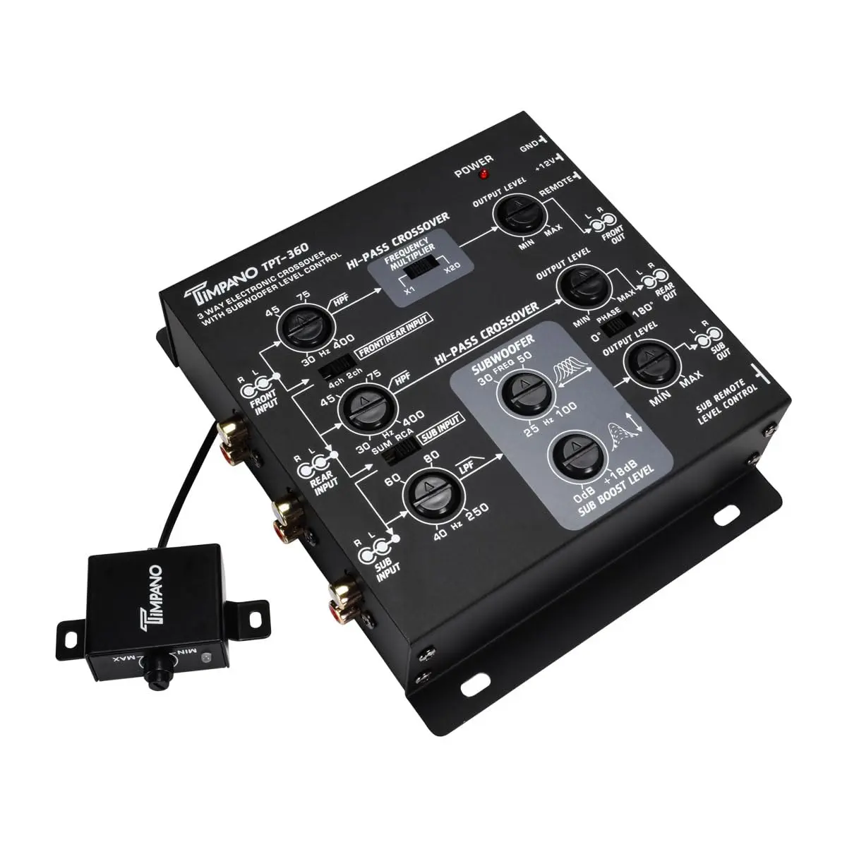 3-Way Electronic Crossover Remote Subwoofer Control Equalizer TPT-360 3-Way Electronic Crossover Remote Subwoofer Control Equalizer TPT-360