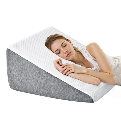 Sweetcrispy Premium Memory Foam Bed Wedge Neck Pillow - Supportive Sleep Cushion with Machine Washable Anti-Allergic Cover, Triangle Design, Moisture-Resist Core, Bed Support Solutions for Neck Pain Relief, Cooling Bedding