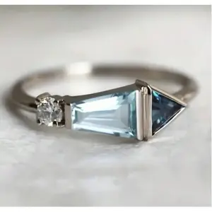 Elegant Princess Cut Aquamarine Cubic Zirconia Engagement Ring - Luxury Design, Perfect For Weddings And Anniversaries, Ideal Gift For Her, Everyday Wear, Romantic Valentine's Day Present,Mom,Mother,Mother's Day,Gift