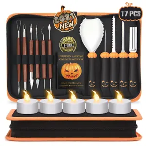 Pumpkin Carving kit , Sculpting Tools, Heavy Duty Stainless Steel Knife Set with Carrying Case for Halloween Decoration and DIY Crafting
