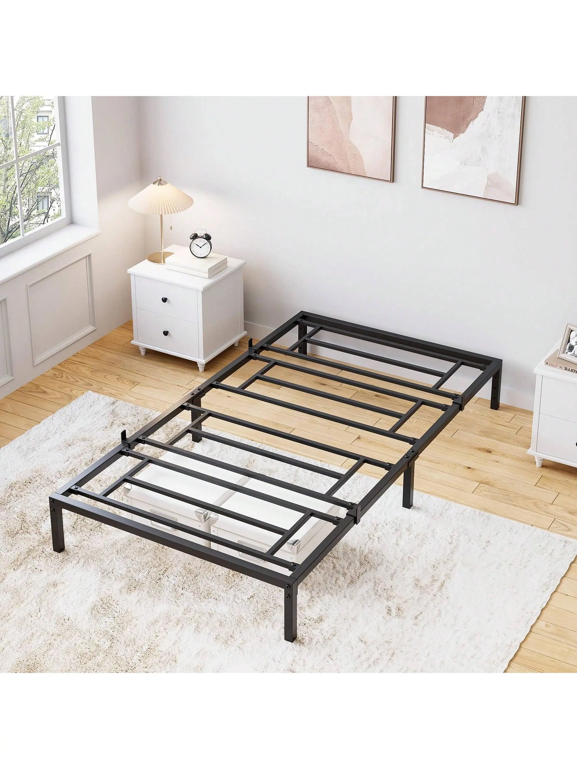 【Christmas Gift】10-Inch Heavy-Duty Metal Bed Frame with Platform Bed Design, Contemporary Stylish, Durable, Stable, Silent, No Box Spring Needed, Quick Setup, Easy Assembly, Black Bedroom Frame