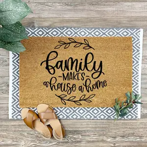 Doormat Family Makes A House A Home - Welcome Mat New House New Homeowner Monogram Mat Outside Homeowner Door Mat Home Gift Boho