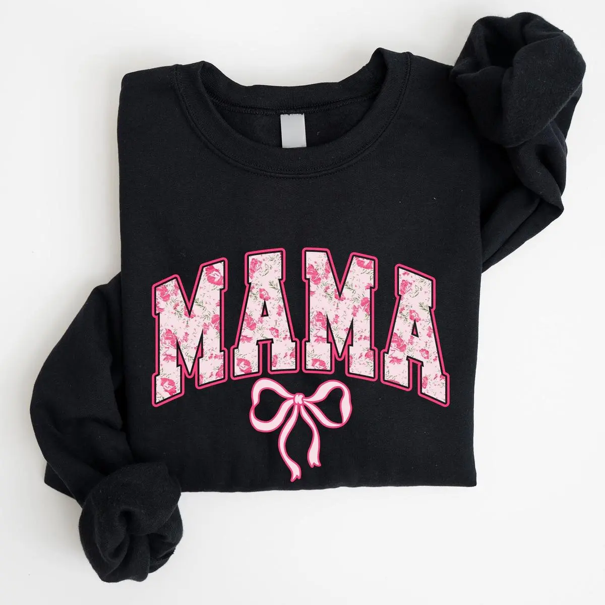 Mama, Coquette, Pink Bows, Trend, Girly, Soft Girl Era Sweatshirt, Women's Crew Neck, Crewneck