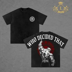 Escanor Seven Deadly Sins Tee Washed – “Who Decided That?” Vintage Washed Oversized Heavyweight Cotton Anime Graphic Tee, Unisex Animecore Streetwear Gift for Escanor & Anime Fans
