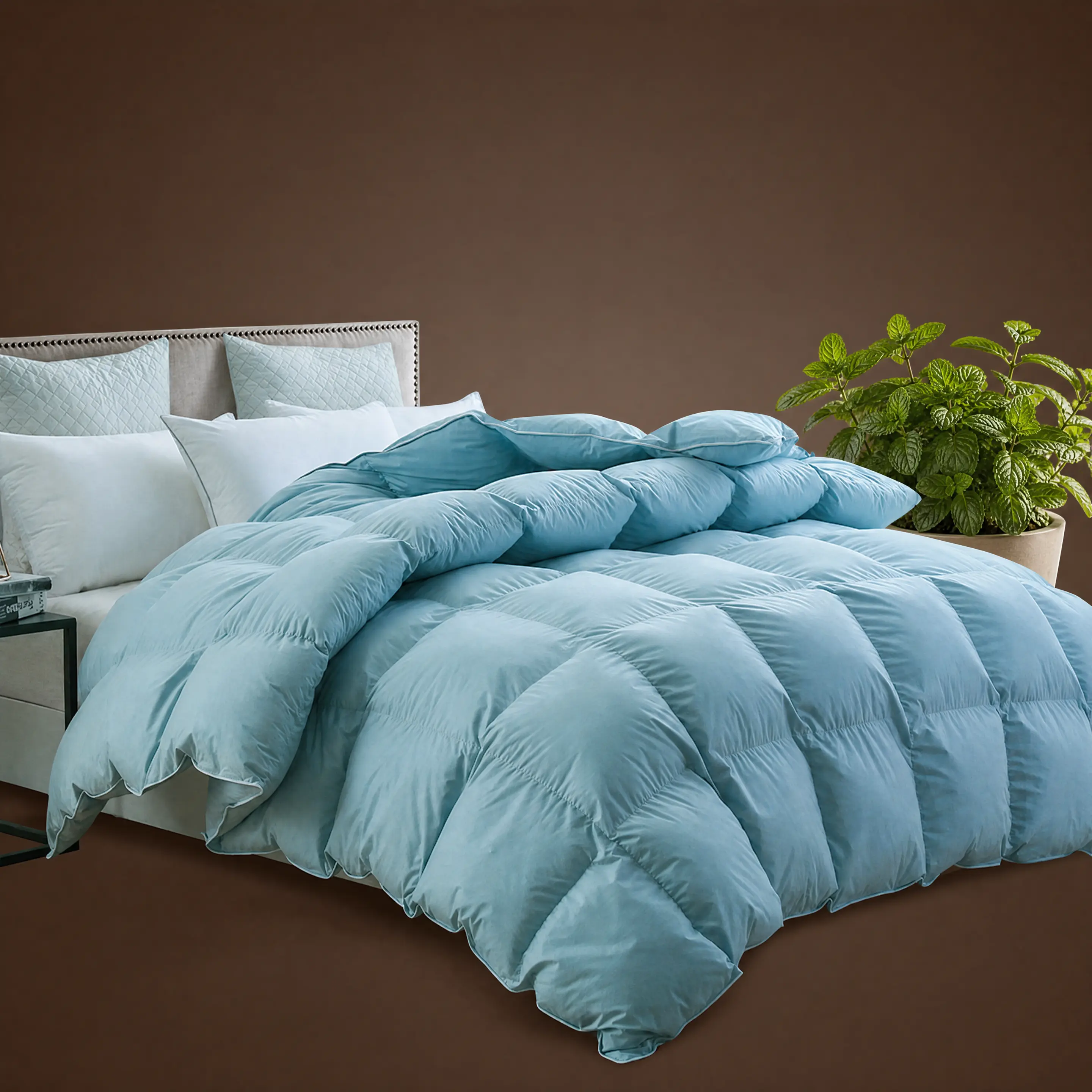 InnerNight 90% Goose Down Queen Size Duvet Insert - 100% Cotton Cover, Lightweight, Hypoallergenic, Fluffy, Machine Washable, All Season Warmth, Corner Tabs, Ideal for Hot Sleepers