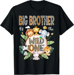 100% cotton Unisex Big Brother of The Wild One First Birthday Safari Jungle T-Shirt