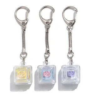 Keyboard Fidget Toys Crystal Keycap Keychain Stress Relief Fingertip Gadget Decompression Toys Clicker Fidget Toy