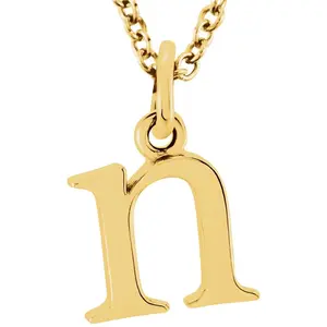 14K Gold Elegant Lowercase 'n' Initial Choker Necklace