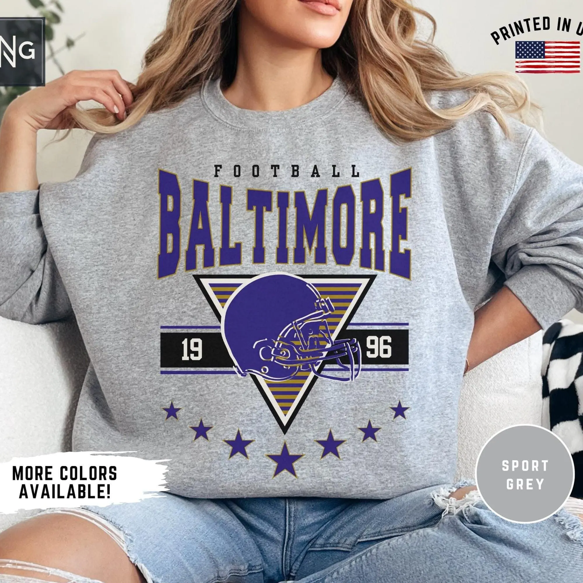 Baltimore Football Sweatshirt, Raven Football Gameday Sweatshirt, Raven Football Shirt, Baltimore Sports Fan Gift, Vintage Raven Football