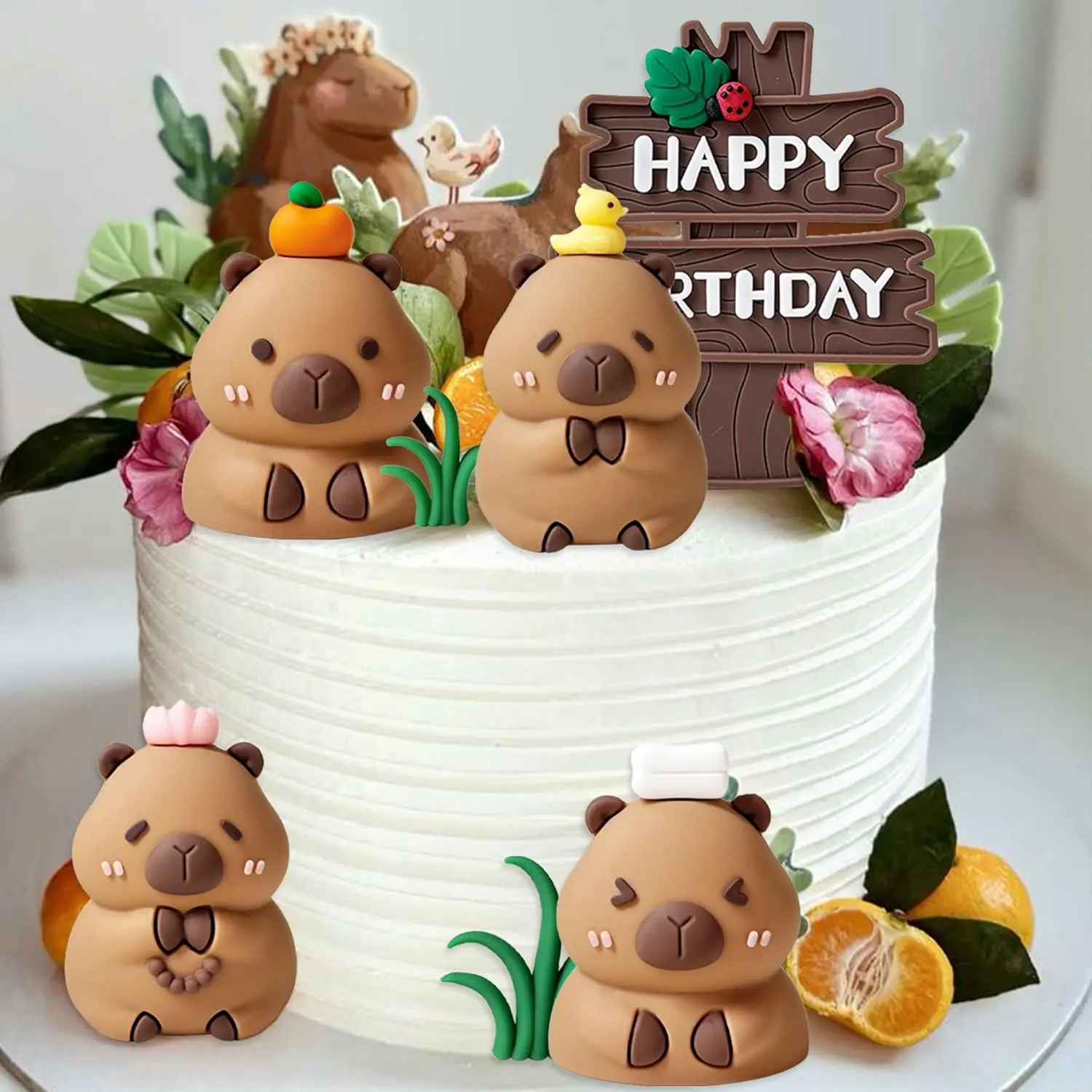 Adorable Capybara Cake Toppers Mini Blowfish Party Supplies for Capybara Birthday Party Favors Baby Shower Centerpieces & Table Decorations Decorative Figures Gift Photo Ornaments Anniversary