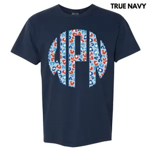 Patriotic Leopard Monogram Comfort Colors T-Shirt 'NLB'