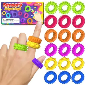 Kids Silicone Sensory Rings Fidget Toys – Sensory Finger Rings for Calm & Stress Relief