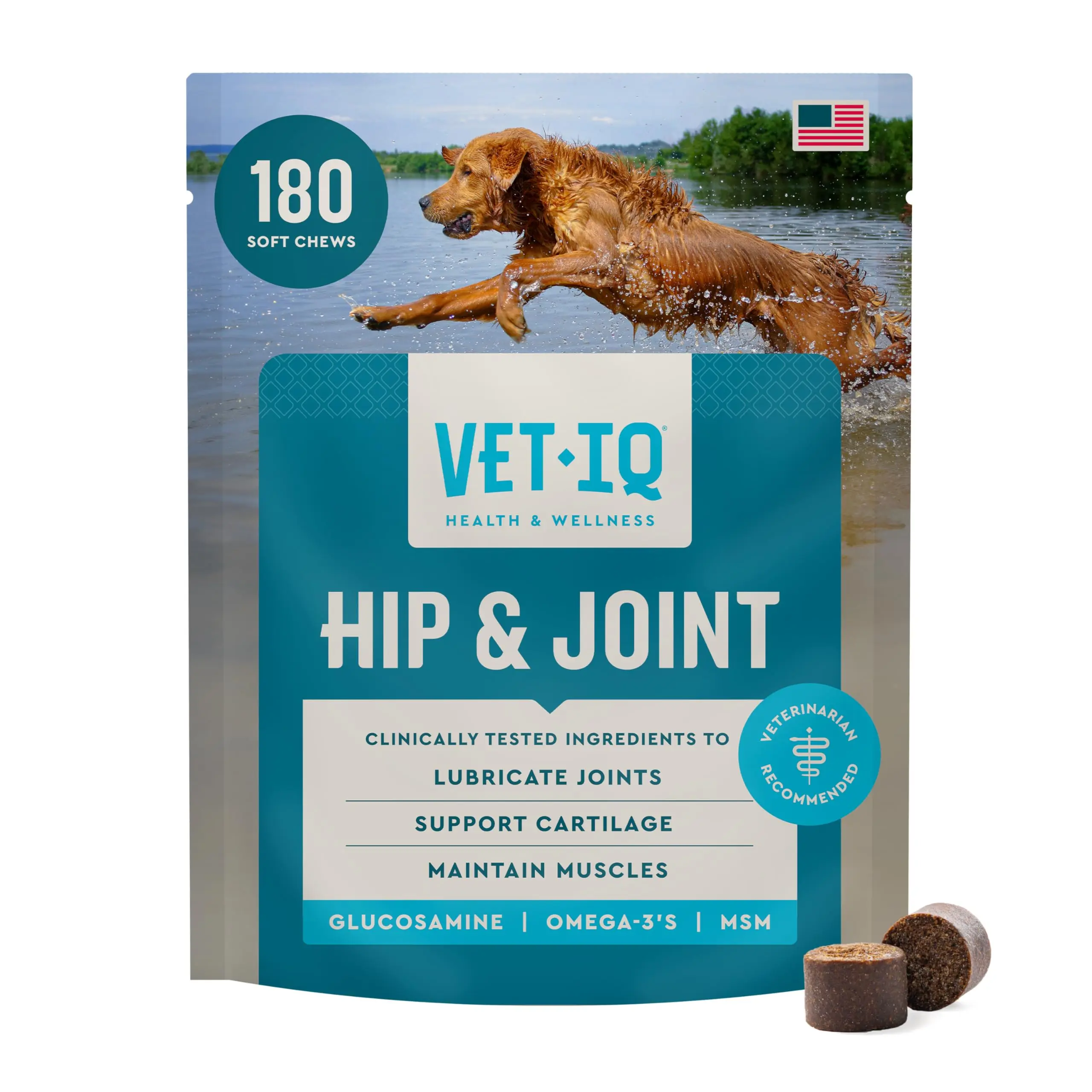 Glucosamine Hip & Joint Soft Chews for Dogs – 180 Count, with MSM & Krill, Joint Support for Large & Small Breeds, Chicken Flavor