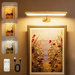 14 Inch USB Rechargeable Picture Light with Remote Control, 3 Color Temperatures Wall Lamp for Art Painting, Gallery, Portrait Lighting, Indoor Room Lights
