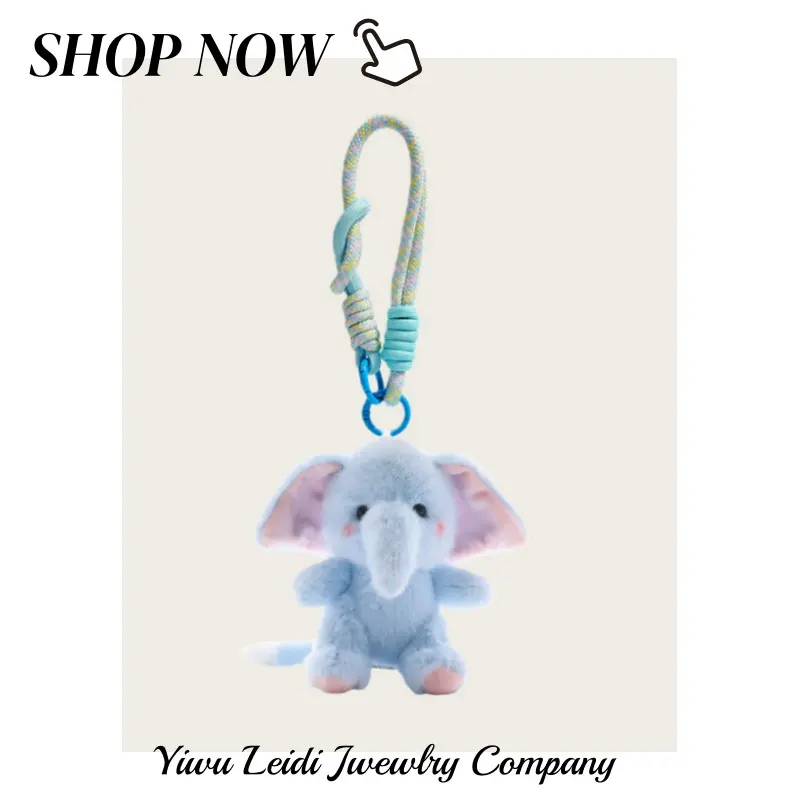Cute Long-Nosed Elephant Plush Keychain Cartoon Backpack Pendant
