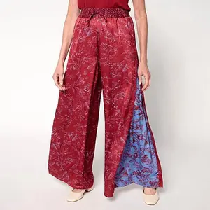 G by Giuliana Printed Woven Wide-Leg Pant with Godets