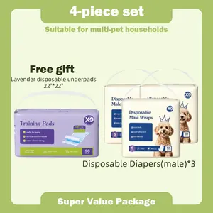 X9 Disposable Male Dog Diapers - 3 Bags, Double Leak-Proof, Moisture Indicator, Skin-Friendly Non-Woven Fabric, Super Absorbent Nappies, Dynamic Naked Waist Fit, for Incontinence & Stimulated Urination