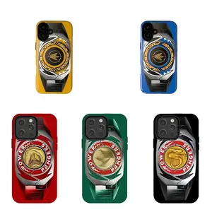 Retro Power Morpher Phone Case – Colorful Dino Coin Ranger-Inspired Design | Decorative Protective Cover for iPhone 11–17 | Nostalgic Gift for Retro TV Fans