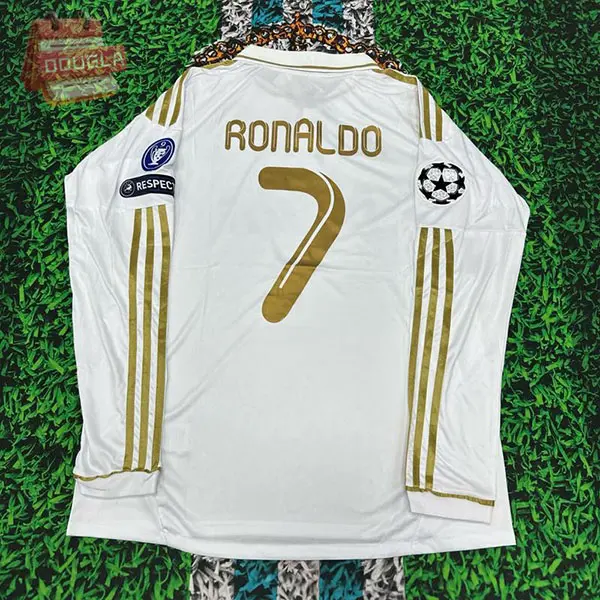 1112 Home Retro No.7 Ronaldo Gold Long Sleeves soccer jersey