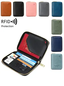 Letter Pattern Passport Holder, Passport Cover, 2024 New Style Portable Passport Case with Zipper & Wrist Strap, Multi-functional Airplane Ticket Clip, Travel Credit Card Wallet