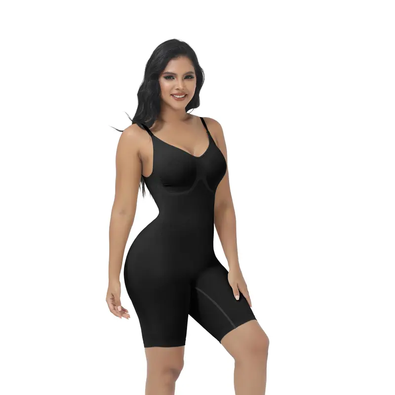 Soo Slick Women's Adjustable Strap Slimming Pouch Control Shapewear Bodysuit Shorts - Nylon Blend, Basic Regular Fit, Tummy Control Girdle, 360° Back Slim, Solid Fashion, Comfortable Tank Underwear