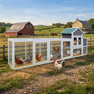 Large Durable Wooden Chicken Coop Rabbit Hutch Outdoor Pet House Waterproof Anti UV Roof Easy Clean Tray Secure Lock Bunny Habitat