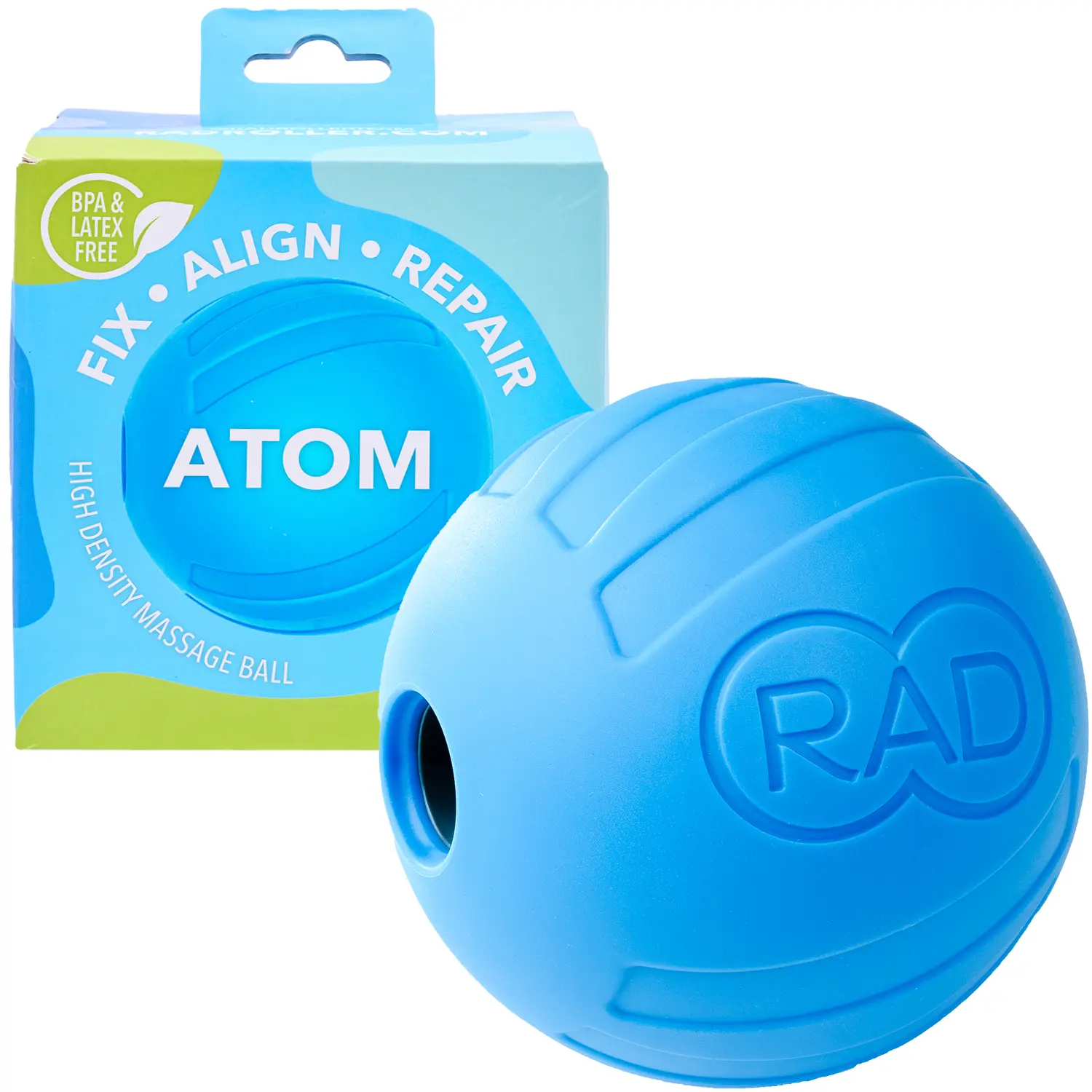 RAD Atom Myofascial Release Ball - Extra Firm Therapy Ball for Back Pain, Shoulders, Glutes, Hamstring, Traps & Pecs - Deep Tissue Quad Massager - Pressure Point Ball, Yoga Ball, Mobility Ball